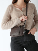 Cross Body Tas Caviar Leder Milano Bruin caviar G1421N-vue-porte