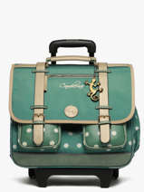 Boekentas Op Wieltjes 3 Compartimenten Cameleon Groen vintage fantasy CR41