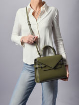Cross Body Tas M Emilie Grain� Leder Le tanneur Groen emily TEMI1014-vue-porte