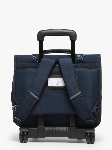 Boekentas Op Wieltjes Kinderen 2 Compartimenten Cameleon Blauw vintage fantasy CR38 ander zicht 4