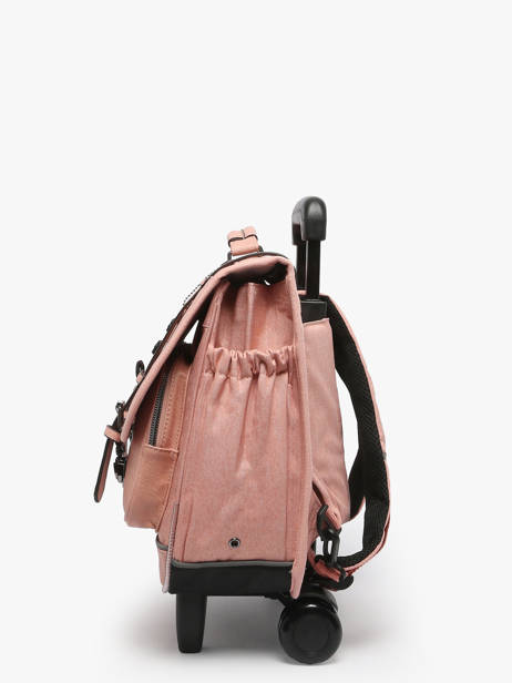 Boekentas Op Wieltjes 2 Compartimenten Cameleon Roze vintage color CR38 ander zicht 2