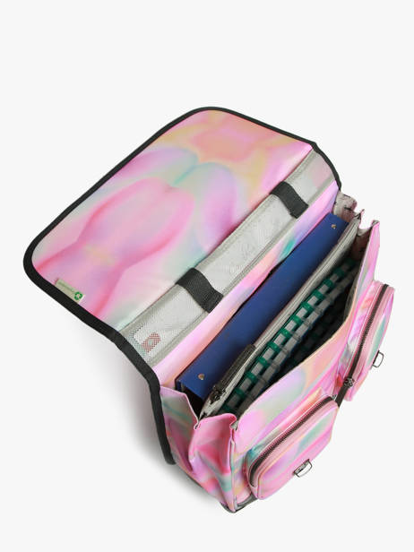 Boekentas Op Wieltjes Kinderen 2 Compartimenten Cameleon Roze vintage fantasy CR38 ander zicht 3