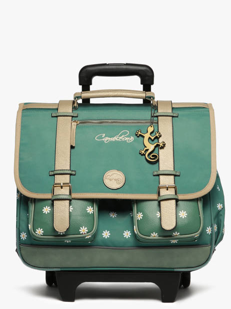Boekentas Op Wieltjes 3 Compartimenten Cameleon Groen vintage fantasy CR41