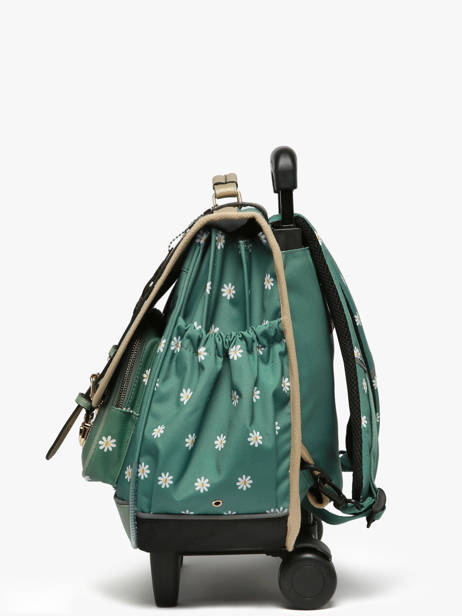 Boekentas Op Wieltjes 3 Compartimenten Cameleon Groen vintage fantasy CR41 ander zicht 2