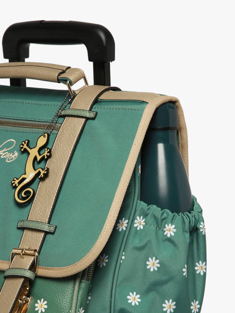 Boekentas Op Wieltjes 3 Compartimenten Cameleon Groen vintage fantasy CR41 ander zicht 6