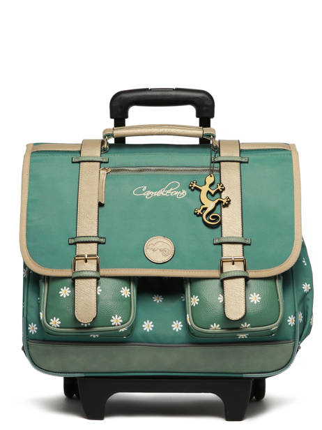 Boekentas Op Wieltjes 3 Compartimenten Cameleon Groen vintage fantasy CR41 ander zicht 7
