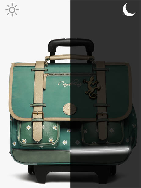 Boekentas Op Wieltjes 3 Compartimenten Cameleon Groen vintage fantasy CR41 ander zicht 8