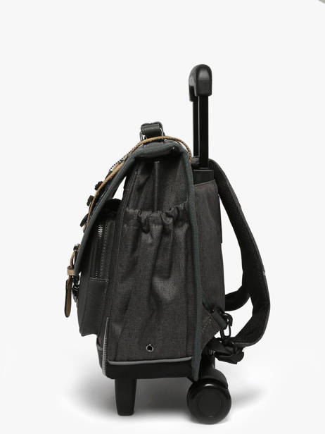 Boekentas Op Wieltjes 2 Compartimenten Cameleon Grijs vintage urban CR38 ander zicht 2
