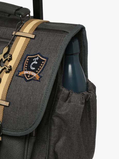 Boekentas Op Wieltjes 2 Compartimenten Cameleon Grijs vintage urban CR38 ander zicht 6
