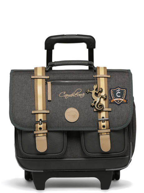 Boekentas Op Wieltjes 2 Compartimenten Cameleon Grijs vintage urban CR38 ander zicht 7