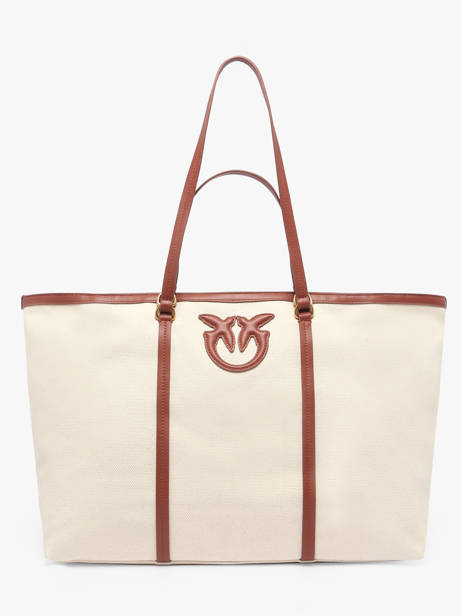 Schoudertassen Logo Shopper Katoen Pinko Beige logo shopper 4715A2G2