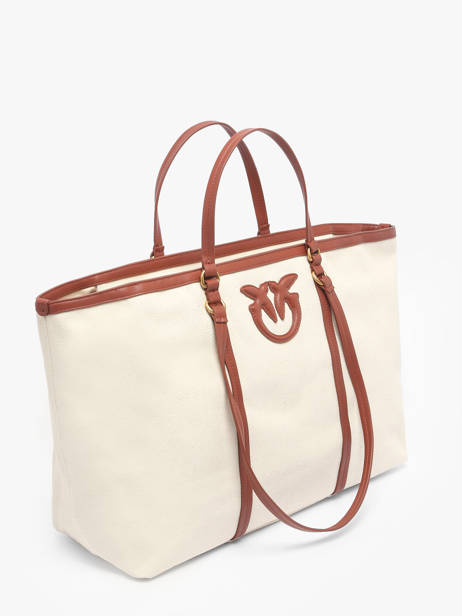 Schoudertassen Logo Shopper Katoen Pinko Beige logo shopper 4715A2G2 ander zicht 1