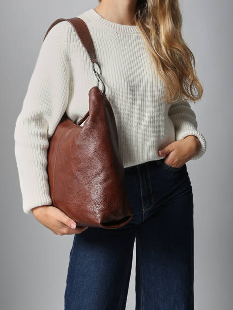 Schoudertas Leather Leder Biba Bruin leather JAP1L ander zicht 1