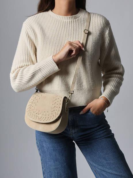 Cross Body Tas Velvet Leder Milano Beige velvet VE25062 ander zicht 1