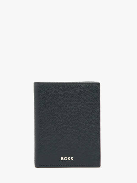 Portefeuille Met Portemonnee Leder Hugo boss Blauw grained HLO416N