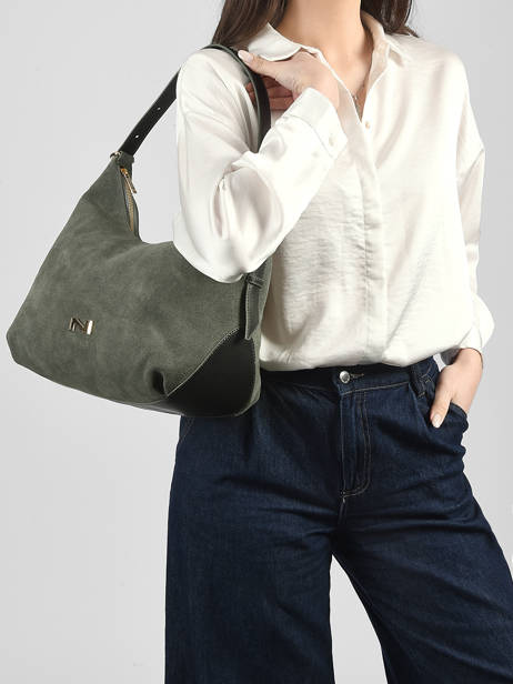 Schoudertas Carrie Suède Leder Nathan baume Groen vogue 1 ander zicht 1